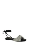Chase & Chloe Chase And Chloe Eve Rhinestone Ankle Wrap Sandal In Black