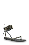 Chase & Chloe Chase And Chloe Eve Studded Ankle Wrap Sandal In Black