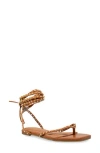Chase & Chloe Chase And Chloe Eve Studded Ankle Wrap Sandal In Brown