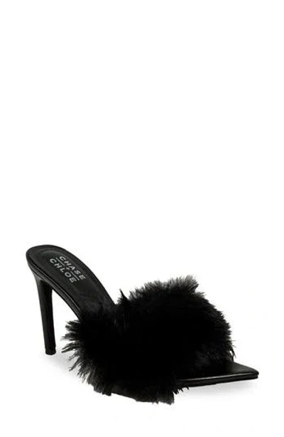 Chase & Chloe Chase And Chloe Faux Fur Stiletto Mule Sandal In Black