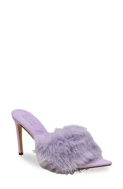 Chase & Chloe Chase And Chloe Faux Fur Stiletto Mule Sandal In Purple