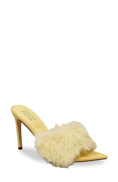 Chase & Chloe Chase And Chloe Faux Fur Stiletto Mule Sandal In Yellow