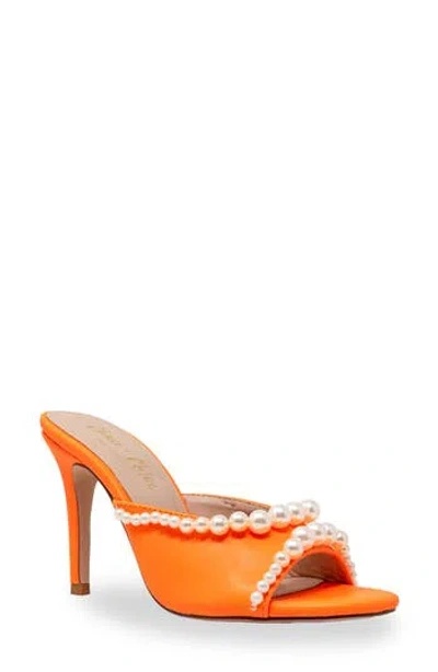 Chase & Chloe Chase And Chloe Faux Pearl Embellished Sandal In Orange