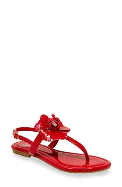 Chase & Chloe Chase And Chloe Floral Post Toe Sandal In Red