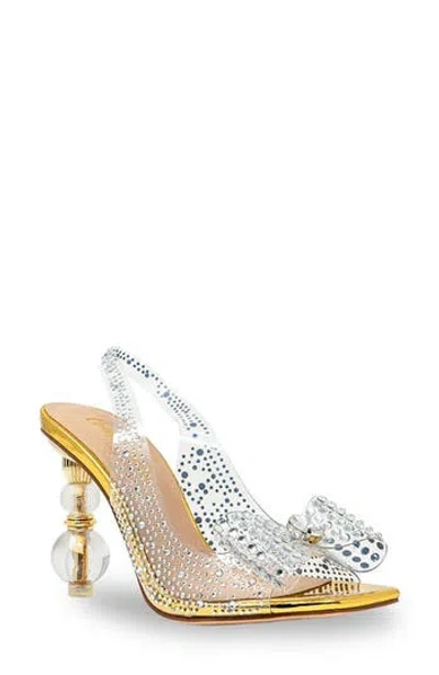 Chase & Chloe Chase And Chloe Gypsy Crystal Embellished Slingback Sandal In Gold