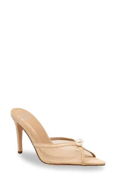 Chase & Chloe Chase And Chloe Halston Faux Pearl Mesh Sandal In Neutral