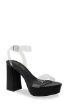 Chase & Chloe Chase And Chloe Hela Platform Sandal In Clear Black