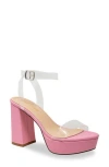 Chase & Chloe Chase And Chloe Hela Platform Sandal In Clear Pink