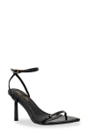 Chase & Chloe Chase And Chloe Hensley Ankle Strap Sandal In Black Pu