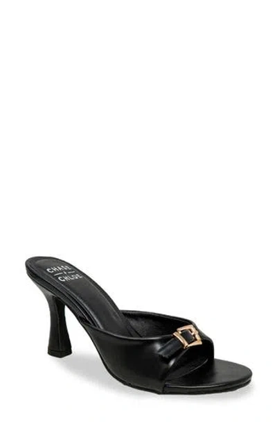 Chase & Chloe Chase And Chloe Iridessa Buckle Slide Sandal In Black