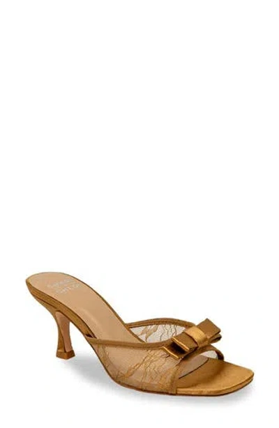 Chase & Chloe Chase And Chloe Jabari Satin Bow Lace Sandal In Brown