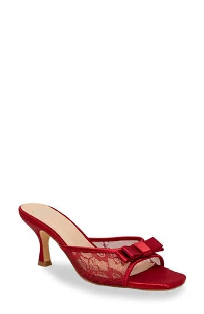 Chase & Chloe Chase And Chloe Jabari Satin Bow Lace Sandal In Red