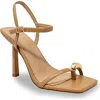 Chase & Chloe Chase And Chloe Kamiko Square Toe Sandal In Beige Pu