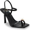 Chase & Chloe Chase And Chloe Kamiko Square Toe Sandal In Black Pu