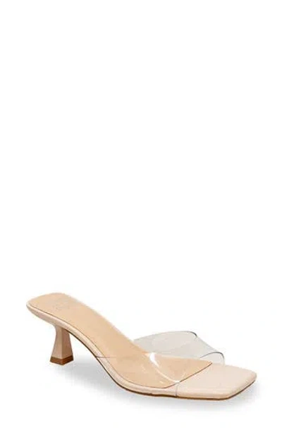 Chase & Chloe Chase And Chloe Kitten Heel Mule Sandal In Beige Patent