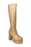 Chase & Chloe Chase And Chloe Knee High Platform Boot In Gold