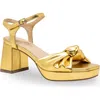 Chase & Chloe Chase And Chloe Knot Strap Sandal In Gold Metallic
