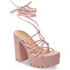 Chase & Chloe Chase And Chloe Knotted Ankle Wrap Platform Sandal In Pink