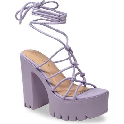 Chase & Chloe Chase And Chloe Knotted Ankle Wrap Platform Sandal In Purple