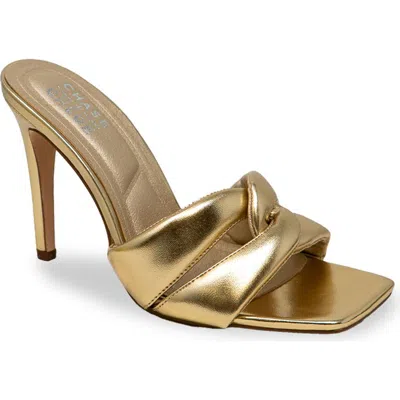 Chase & Chloe Chase And Chloe Knotted Slide Sandal In Gold Metallic