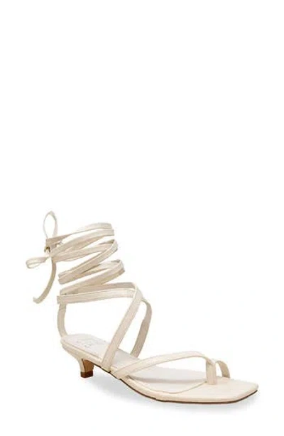 Chase & Chloe Chase And Chloe Lace-up Kitten Heel Sandal In Beige