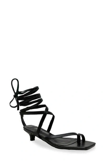 Chase & Chloe Chase And Chloe Lace-up Kitten Heel Sandal In Black