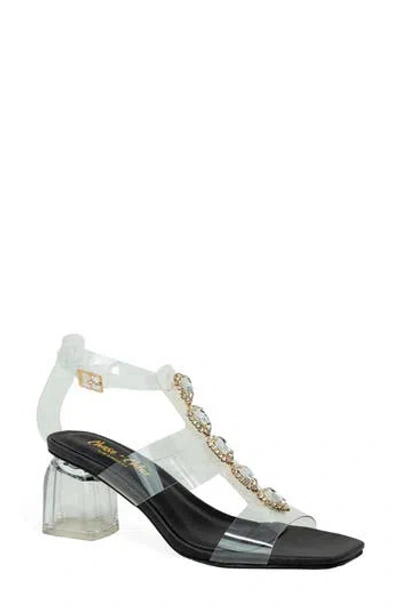 Chase & Chloe Chase And Chloe Levine Rhinestone Embellished Clear Strap Sandal