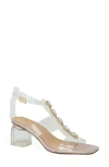 Chase & Chloe Chase And Chloe Levine Rhinestone Embellished Clear Strap Sandal In Purple