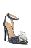 Chase & Chloe Chase And Chloe Lotus Crystal Cluster Ankle Strap Sandal
