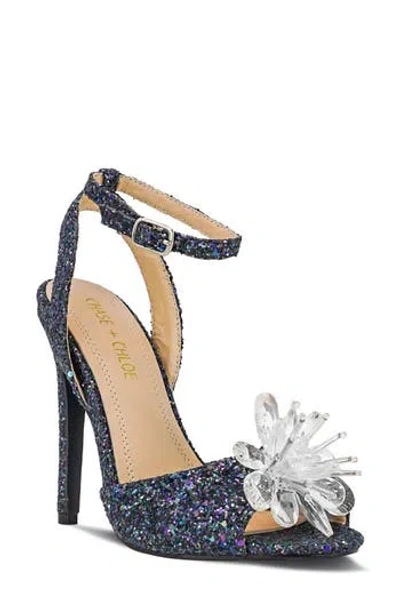 Chase & Chloe Chase And Chloe Lotus Crystal Cluster Ankle Strap Sandal