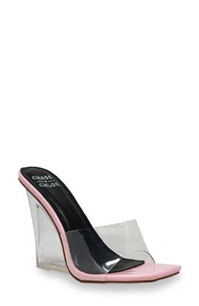 Chase & Chloe Chase And Chloe Lucite Wedge Heel Sandal