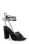 Chase & Chloe Chase And Chloe Lyria Ankle Wrap Sandal In Black Pu