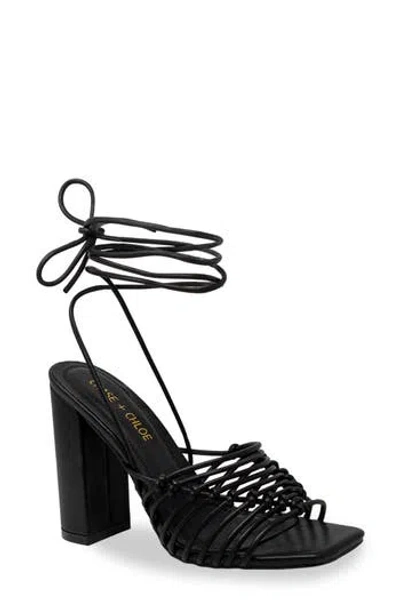 Chase & Chloe Chase And Chloe Lyria Ankle Wrap Sandal In Black Pu