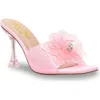 Chase & Chloe Chase And Chloe Maeli Flower Slide Sandal In Pink Clear