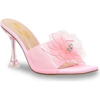 Chase & Chloe Chase And Chloe Maeli Flower Slide Sandal In Pink Clear
