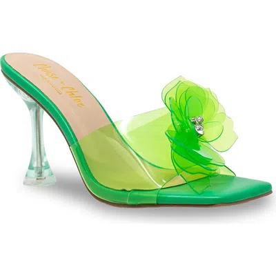 Chase & Chloe Chase And Chloe Maeli Flower Slide Sandal In Sage Clear