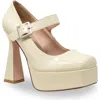 Chase & Chloe Chase And Chloe Mary Jane Platform Pump In Beige Patent