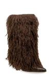 Chase & Chloe Chase And Chloe Megham Faux Fur Wedge Heel Bootie In Brown
