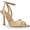 Chase & Chloe Chase And Chloe Mesh Ankle Strap Sandal In Gold Metallic