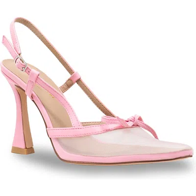 Chase & Chloe Chase And Chloe Mesh Pointed Toe Slingback Pump In Pink Mesh