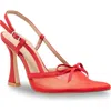 Chase & Chloe Chase And Chloe Mesh Pointed Toe Slingback Pump In Red Mesh