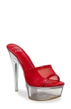 Chase & Chloe Chase And Chloe Mesh Strap Platform Sandal In Red