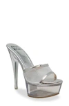 Chase & Chloe Chase And Chloe Mesh Strap Platform Sandal In Silver