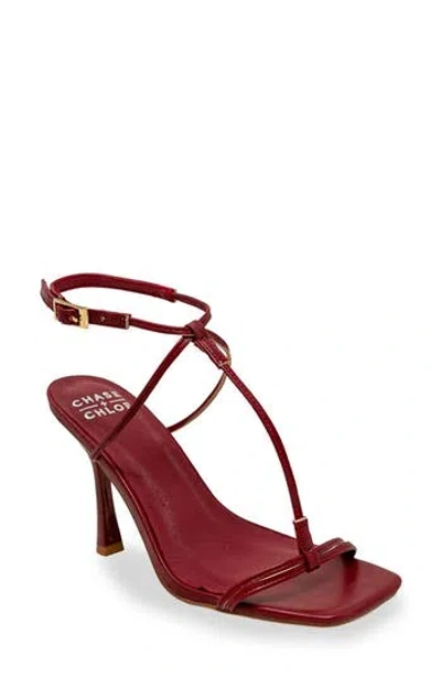 Chase & Chloe Chase And Chloe Minimalist Strappy Square Toe Sandal In Burgundy Pu