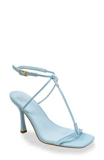 Chase & Chloe Chase And Chloe Minimalist Strappy Square Toe Sandal In Lt. Blue Pu