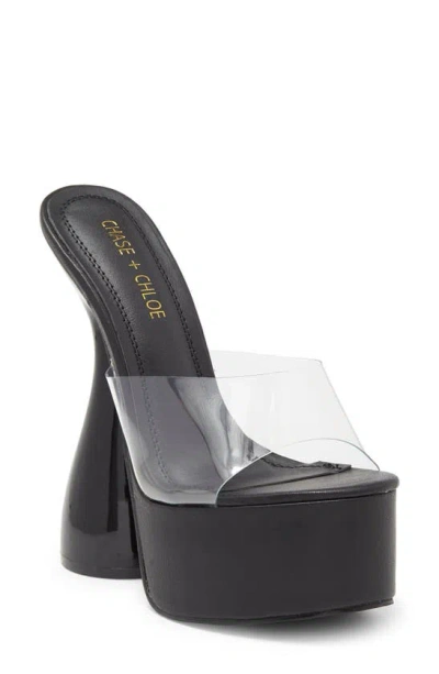 Chase & Chloe Miranda Sculpted Stiletto Platform Sandal In Clear Black