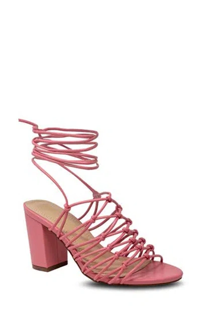 Chase & Chloe Chase And Chloe Nami Caged Ankle Wrap Sandal In Pink