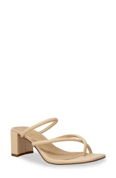 Chase & Chloe Chase And Chloe Olea Block Heel Sandal In Beige Pu