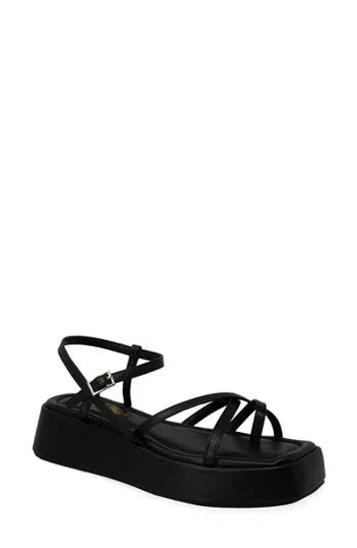 Chase & Chloe Chase And Chloe Olsen Strappy Flatform Sandal In Black