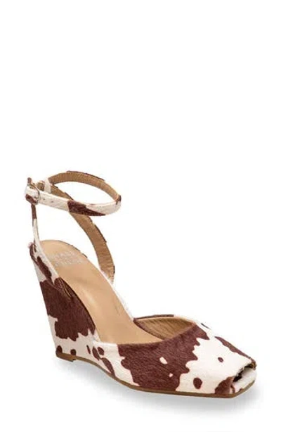 Chase & Chloe Chase And Chloe Peep Toe Wedge Sandal In Brown